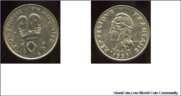 10 Francs
Native art above denomination 
Designed by A Guzman
Liberty head, IEOM below head
Designed by R Joly