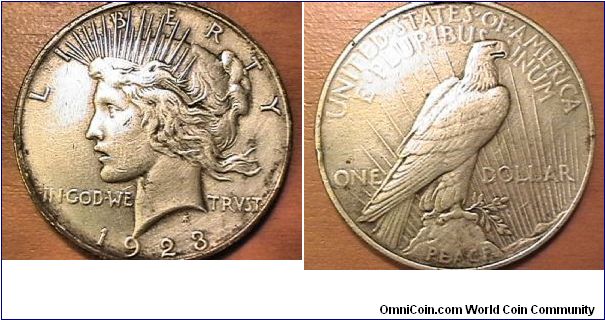 1923 Peace Silver Dollar, .900 silver, .7736 oz ASW, VF-35