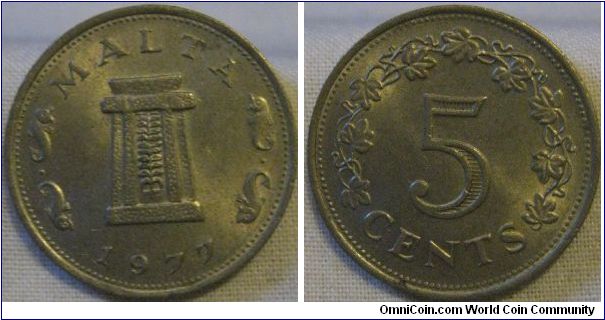 EF 5 cent 1977, lovely coin, good lustre and nice design