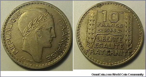 10 Francs, Copper-nickel, Paris mint.