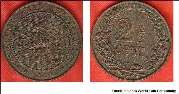 2 1/2 cent (half stuiver)
15 large shields in field
bronze
