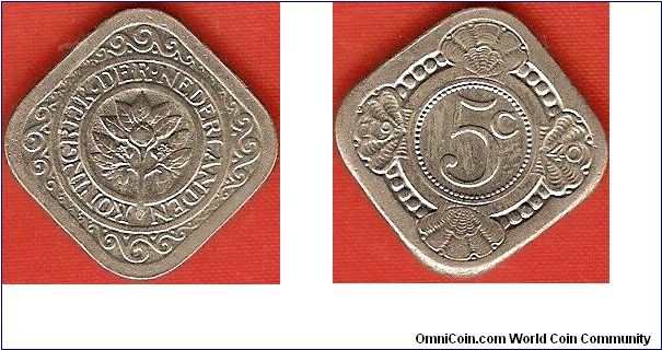 5 cents (stuiver)
square coin
orange branch
copper-nickel
