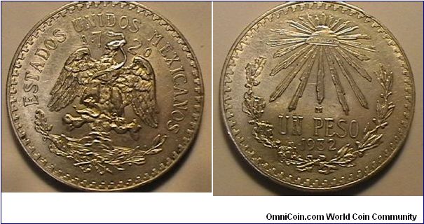 one Peso, .720 silver, .3856 oz ASW, Mexico City mint, 1932 open 9.