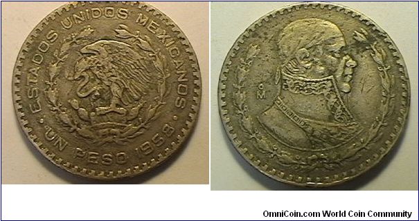 One Peso, .1000 silver, .0514 oz ASW