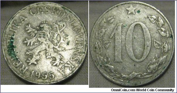 10 haleru, aluminum issue,  these were only made between 1953 and 58, condition is not spectacular but a nice old coin