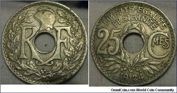 nice grade 1924 25 centimes, looks EF on obverse but i think its VF