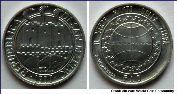 1 lira.
1977, F.A.O.