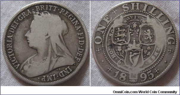 1895 scarce small rose shilling, only in fair but a nice coin, especially as under 9 million of the 1895 (large and small were minted)