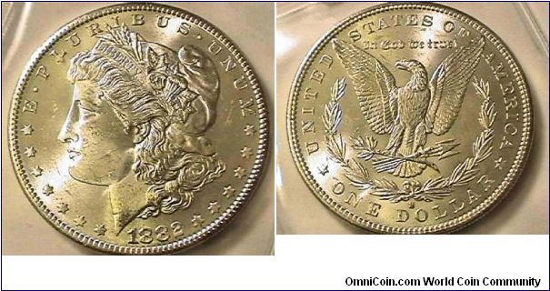 1882-S Morgan Silver Dollar, .900 silver