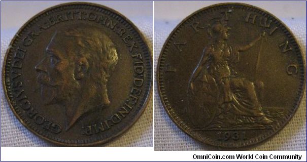 EF 1931 farthing, lovely coin