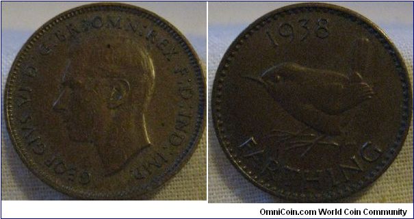 faint lustre shine EF 1938 farthing, better then average.