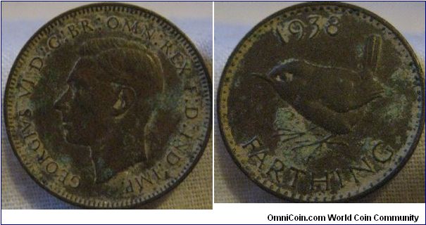 EF detailed 1938,  white stuff all over which lets the coin down
