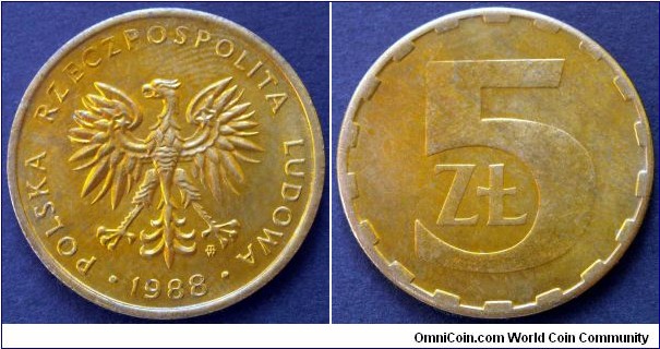5 złotych.
1988, Mintage: 18.668.000 pieces.