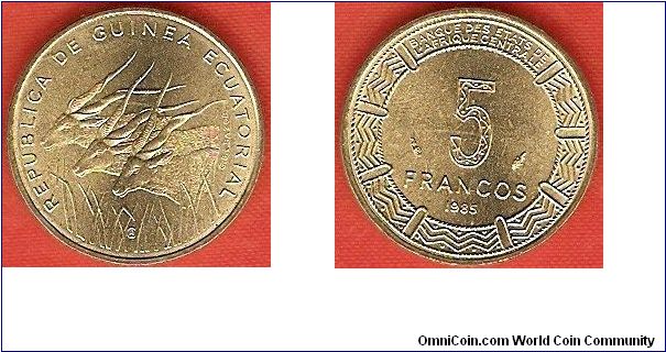 Banque des Etats de l'Afrique Centrale
5 francos
aluminum-bronze