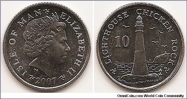 10 Pence
KM#1256
6.5000 g., Copper-Nickel, 24.5 mm. Ruler: Elizabeth II Obv: Head with tiara right Obv. Designer: Ian Rank-Broadley Rev: Chicken Rock Lighthouse Edge: Reeded