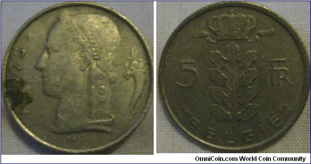 EF 1975 5 francs, faint lustre, some dirt on obverse