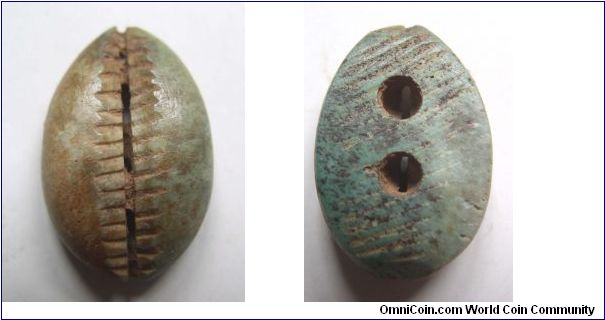 High grade green colour Bone shell coin,Shang Dynasty,it has 22mm diameter,weight 2.1g.