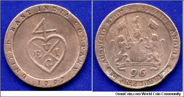 1/96 Rupee.
British United East India Company (U.E.I.C.).


Cu.