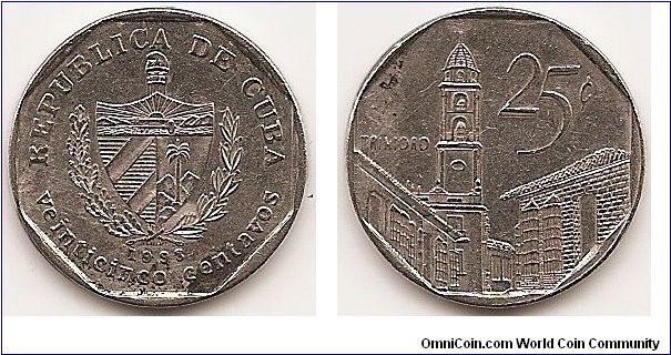 25 Centavos
KM#577.2
5.7000 g., Nickel Plated Steel, 23 mm. Obv: National arms Rev: Trinidad Note: Coin alignment.