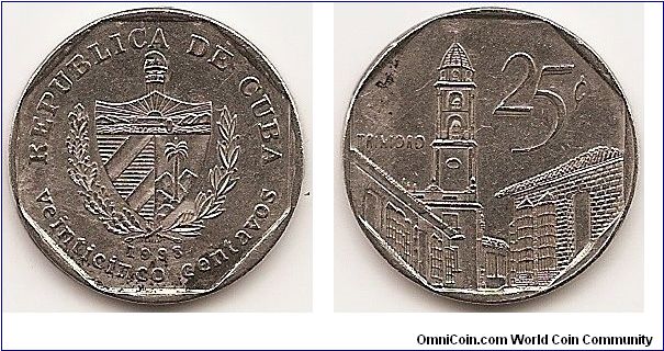 25 Centavos
KM#577.2
5.7000 g., Nickel Plated Steel, 23 mm. Obv: National arms Rev: Trinidad Note: Coin alignment.