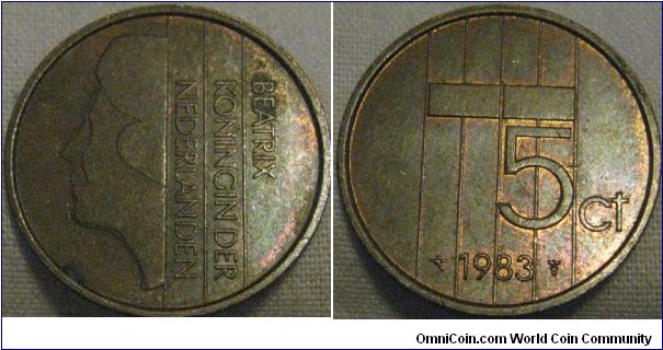 5 cents netherlands EF, some lustre and toning