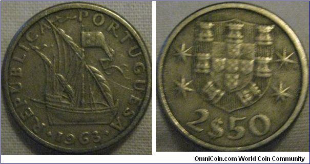 2.50 escudos, 1963, very nice piece if a little dirty