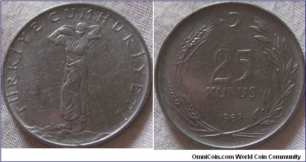 1968 25 kurus, good grade, nice coin.