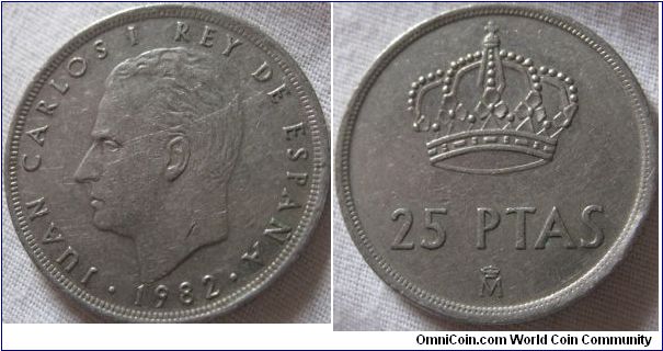 vf 1982 25 pesetas, and this one IS 1982 as the coin has the M mintmark and no star