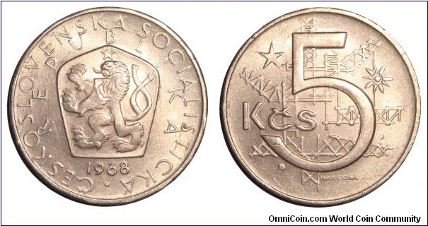 CZECHOSLOVAKIA (SOCIALIST REPUBLIC)~5 Koruna 1968.