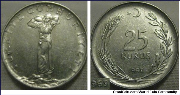 very nice 25 kurus, practically as struck doubling on the date, good details, lustre faded slightly