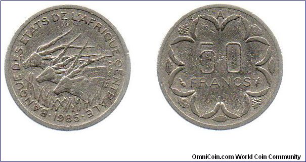 1985 Central African States (Chad)50 Francs