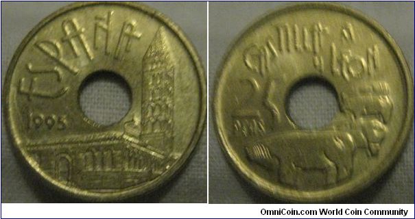 EF casta leon 25 pesetas, dye crack on obverse