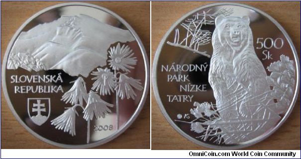 500 Korun - Tatras national park - 33.63 g Ag .925 Proof - mintage 4,800