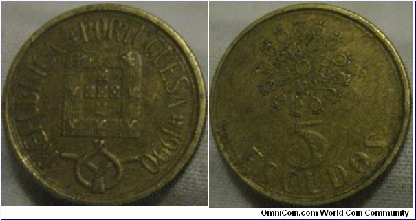 5 escudos, VF but dirty, otherwise a nice piece