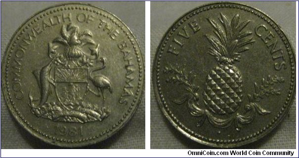 EF 5 cents, good sharp detail on the pinapple, which would otherwise rub easily