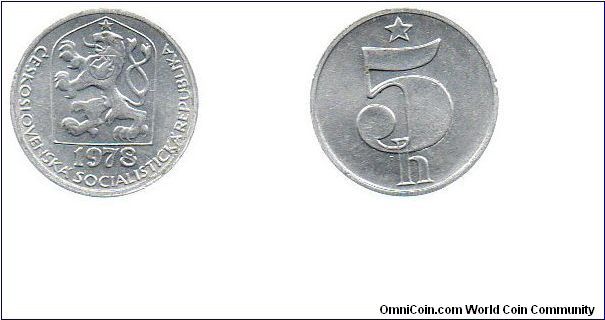 Czechoslovakia 1978 5 haleru