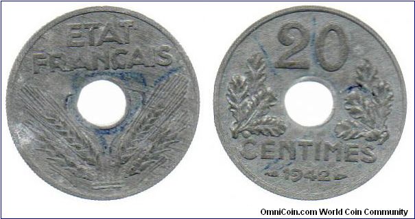 1942 20 centimes