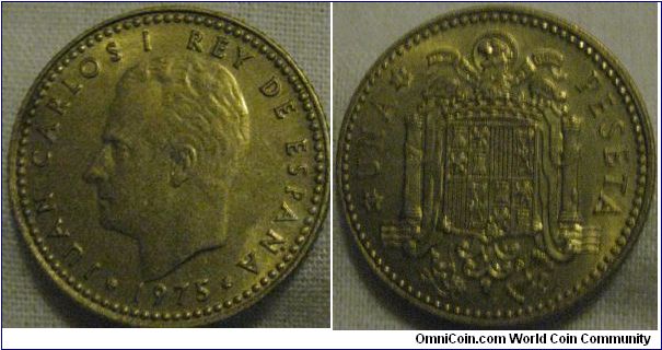 UNC solid strike, ghosting effect 1 peseta wonderful coin