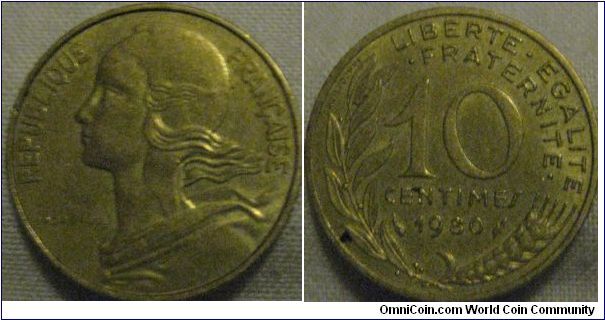 EF 10 centimes, lustre has faded some but still there and coin is bright