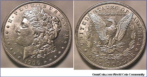 Morgan Silver Dollar, .900 silver, .7736 oz ASW, MS-62