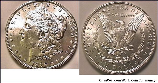 Morgan Silver Dollar, .900 silver,.7736 oz ASW, MS-63