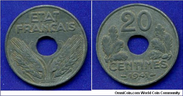 20 centimes.
The Government of Vichy.


Zn.