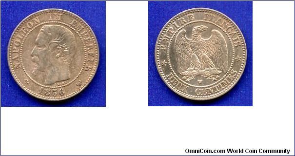 2 centimes.
Empire Francais.
Napoleon III Empereur.
'W' - Lille mint.


Br.