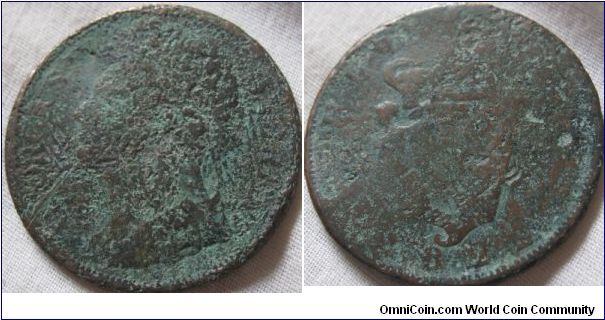 1822 hibernia penny, date is visible as is some of the harp and george IV's portrait