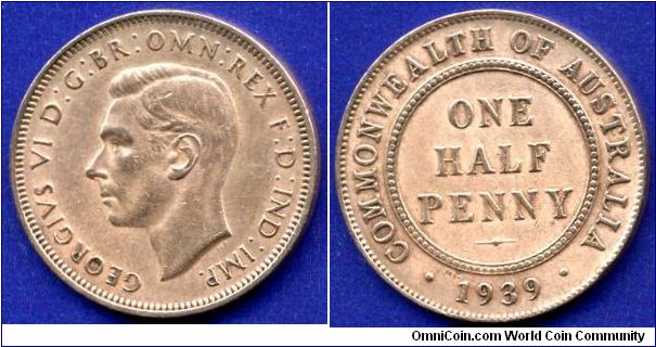 Half penny.
George VI (1937-1952).
Mintage 4,382,000 units.


Br.