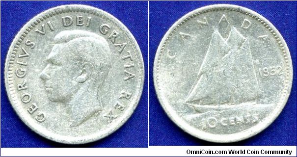10 cents.
George VI (1937-1952) Rex.


Ag800f. 2,32gr.