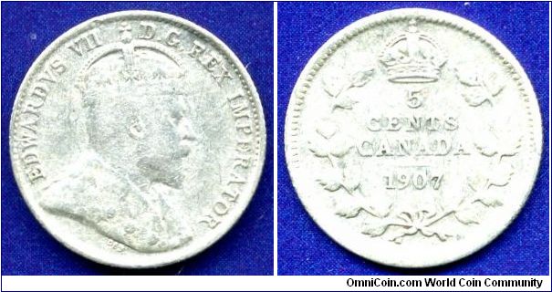 5 cents.
Edward VII (1901-1910).
Mintage 5,200,000 units.


Ag925f. 116gr.