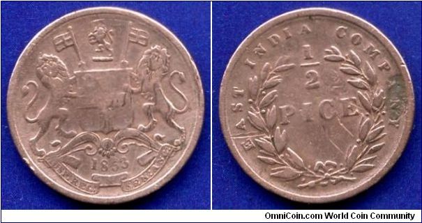 1/2 pice.
British East India Company.
Mintage 62,408,000 units.


Cu.