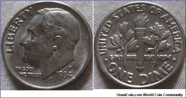 EF grade 1984 P dime, wonderful coin