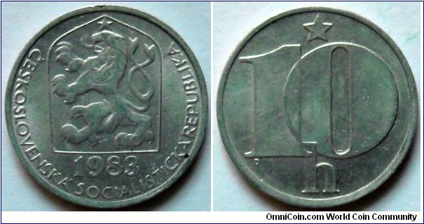 10 haleru.
1983, Czechoslovakia